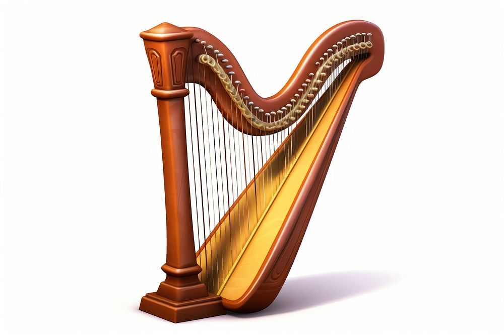 Harp white background performance clàrsach. AI generated Image by rawpixel.