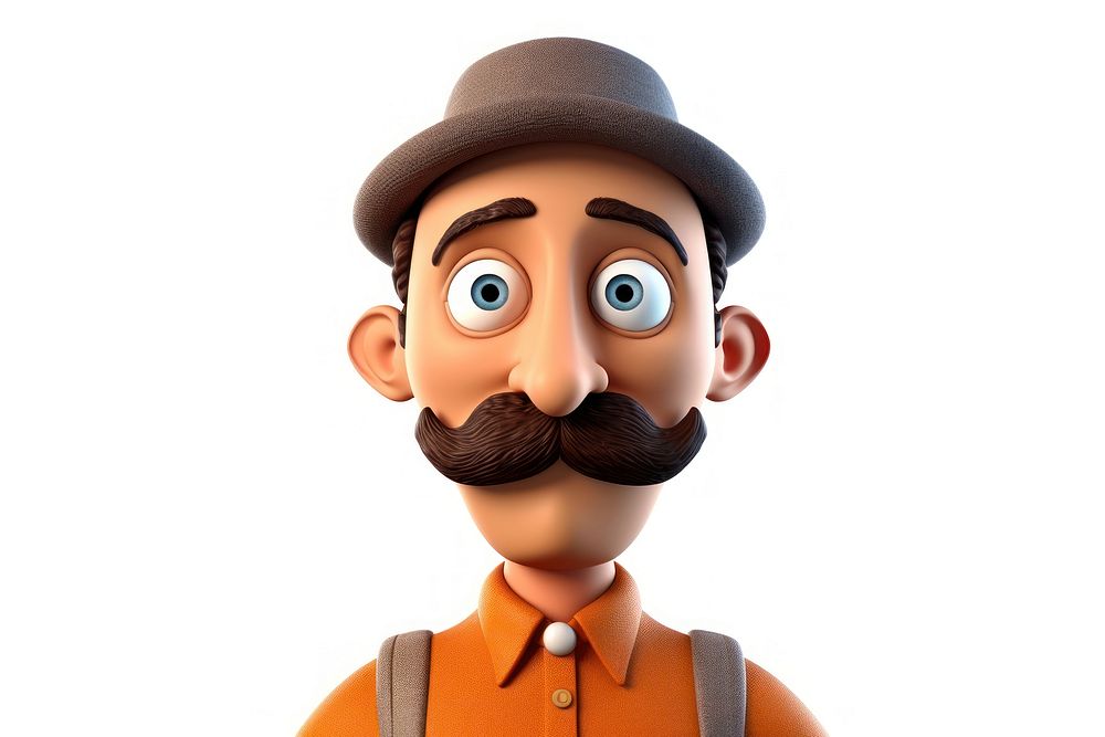 Moustache cartoon white background portrait. AI generated Image by rawpixel.