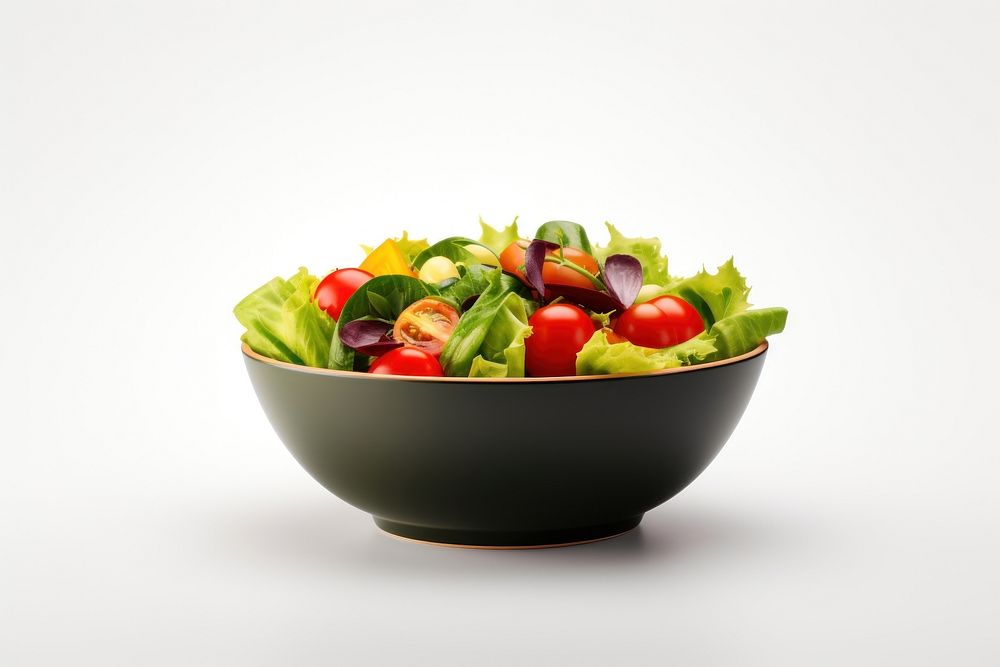 Salad bowl food white background. AI generated Image by rawpixel.