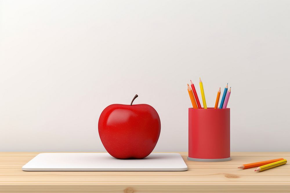 Apple pencil table fruit. 