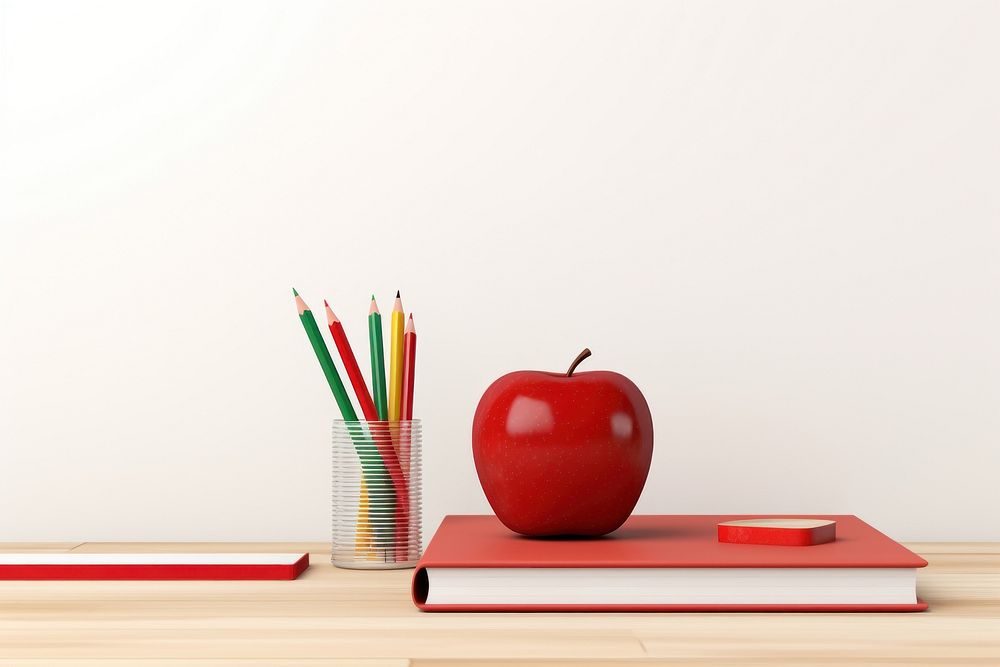 Apple pencil school table. AI generated Image by rawpixel.