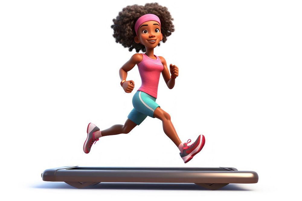 Treadmill figurine running cartoon. AI generated Image by rawpixel.