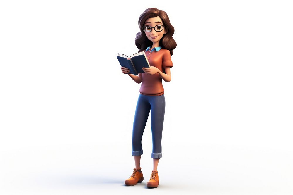 Reading glasses cartoon female. AI generated Image by rawpixel.