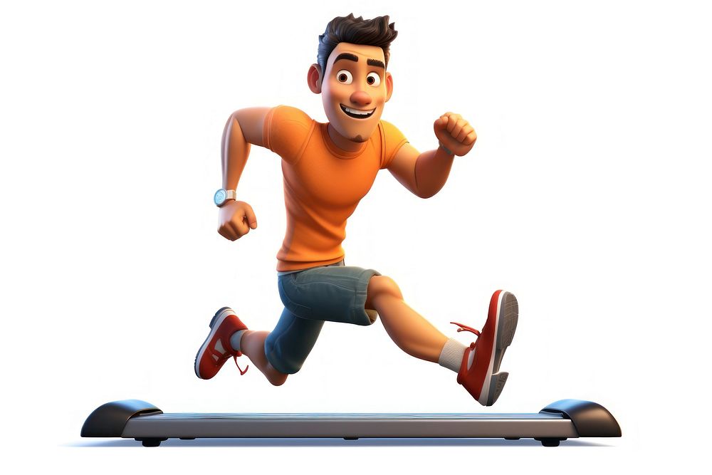 Running cartoon white background determination. AI generated Image by rawpixel.
