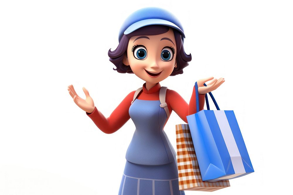 Shopping bag holding cartoon. AI generated Image by rawpixel.