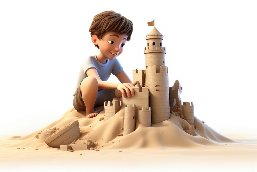 Sand cartoon cute boy. AI generated Image by rawpixel.