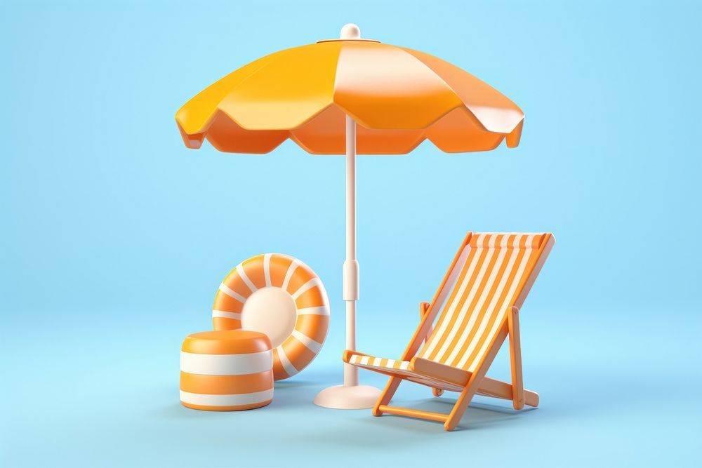 Furniture umbrella summer chair. AI generated Image by rawpixel.