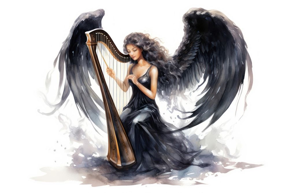 Angel harp performance creativity. AI generated Image by rawpixel.