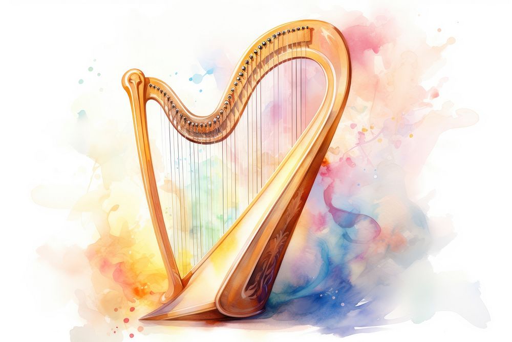Harp white background performance creativity. AI generated Image by rawpixel.