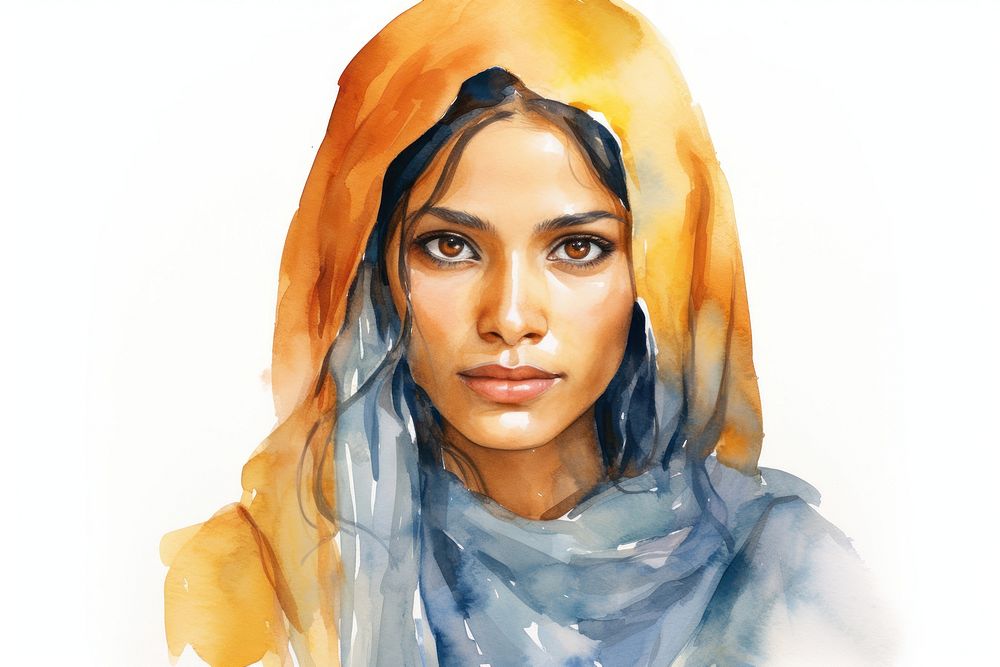 Headscarf painting portrait adult. AI generated Image by rawpixel.