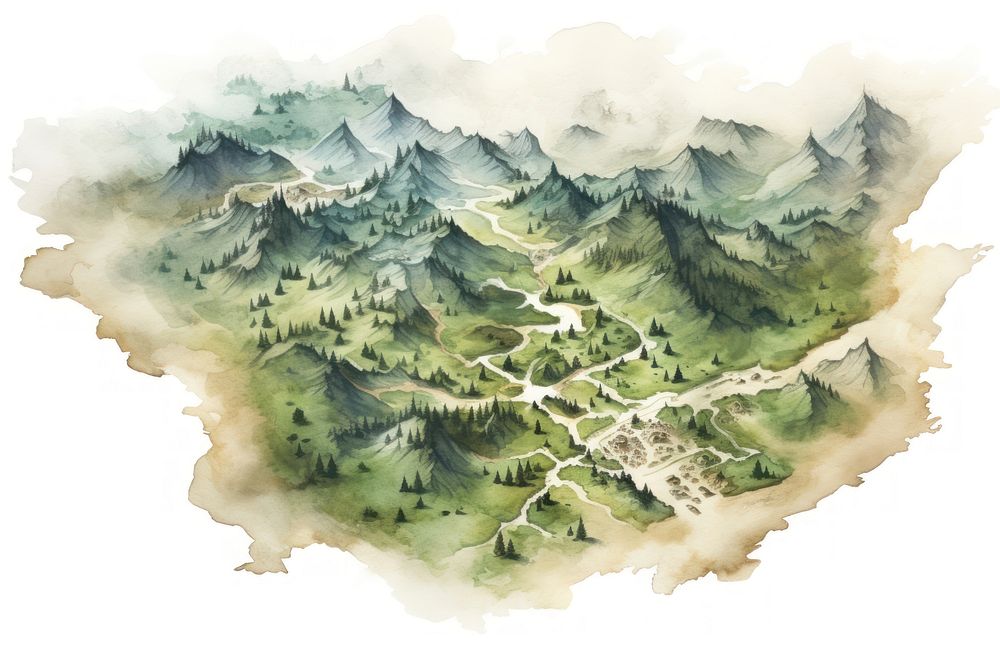 Old map landscape mountain outdoors. AI generated Image by rawpixel.
