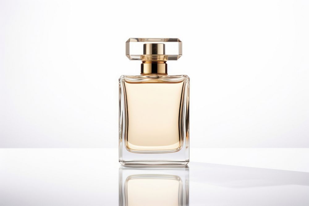 Perfume bottle cosmetics white background container. 