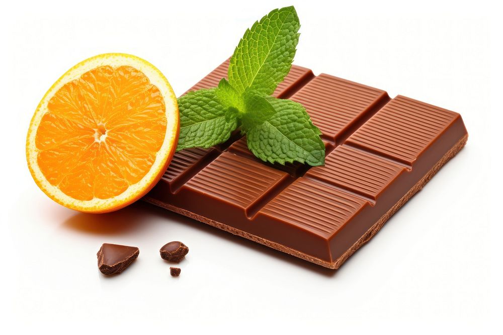 Chocolate bar dessert orange fruit. 