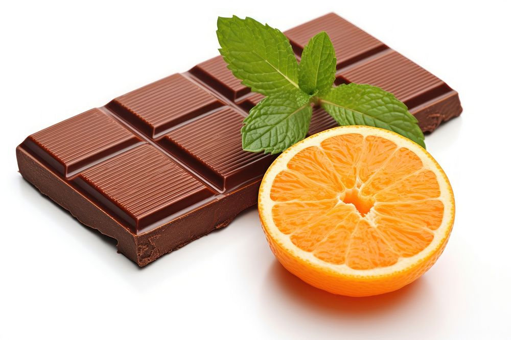 Chocolate bar dessert orange fruit. AI generated Image by rawpixel.