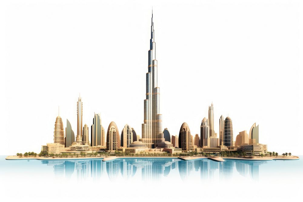 Dubai landmark architecture skyscraper. 