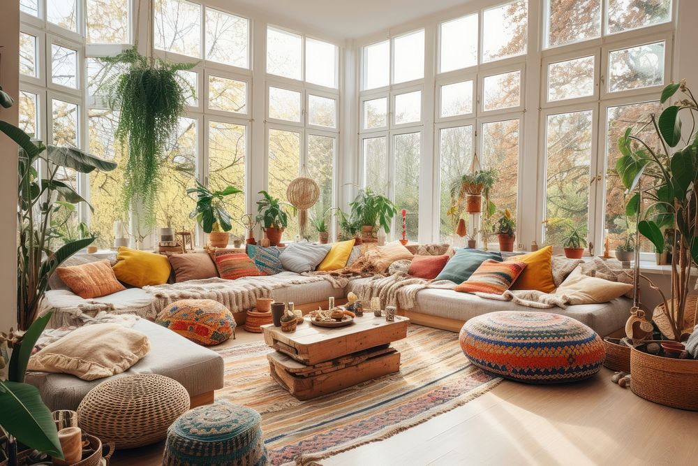 Furniture cushion window plant. AI generated Image by rawpixel.