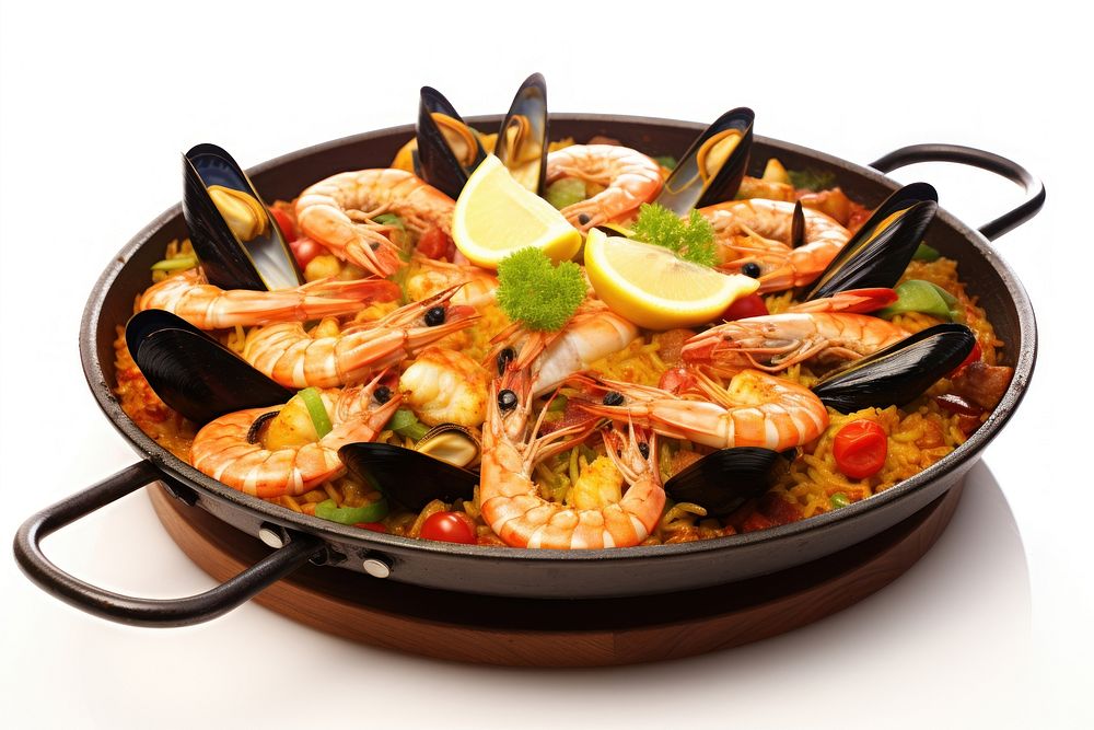 Spain food paella seafood meal. AI generated Image by rawpixel.