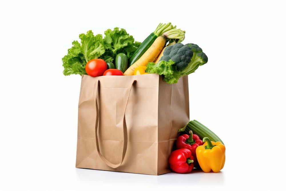 Bag vegetable food white background. AI generated Image by rawpixel.
