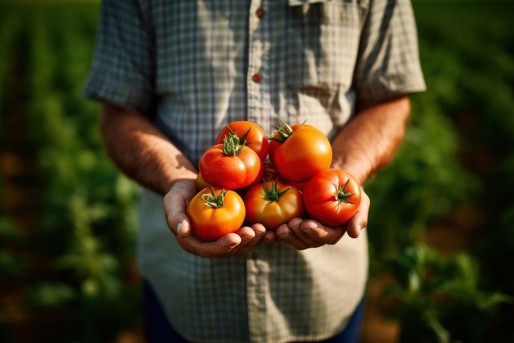 Vegetable tomato gardening outdoors. 