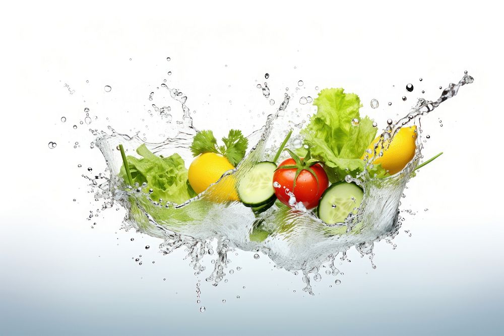 Vegetable splashing lettuce fruit. AI generated Image by rawpixel.