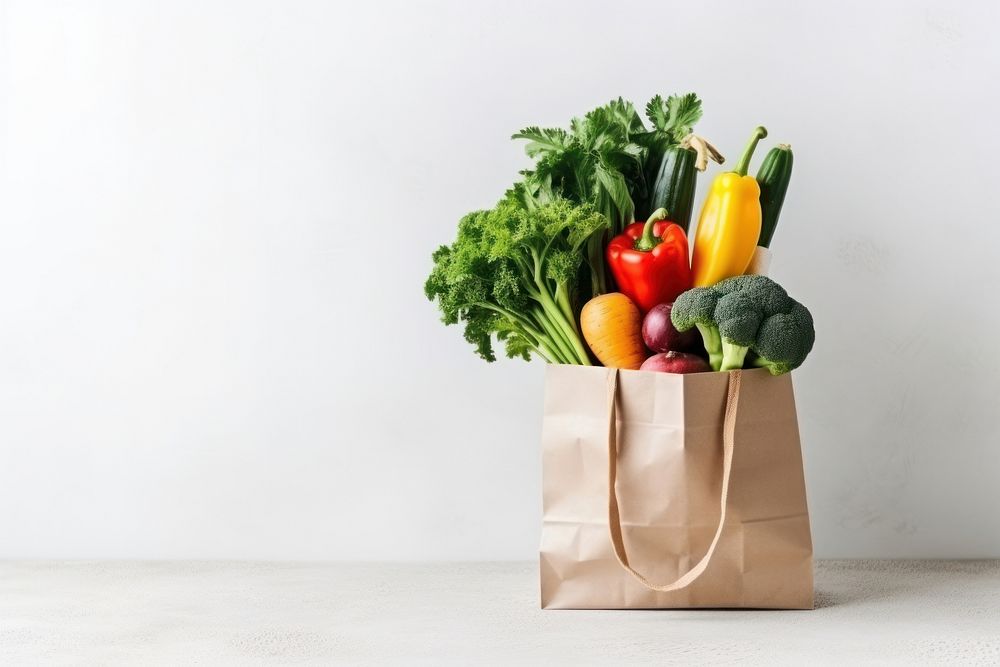Food bag vegetable copy space. AI generated Image by rawpixel.