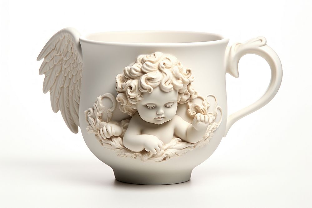Mug porcelain angel white. AI generated Image by rawpixel.