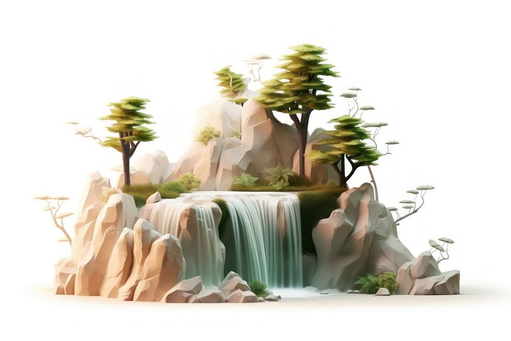 Waterfall tree outdoors nature. AI generated Image by rawpixel.