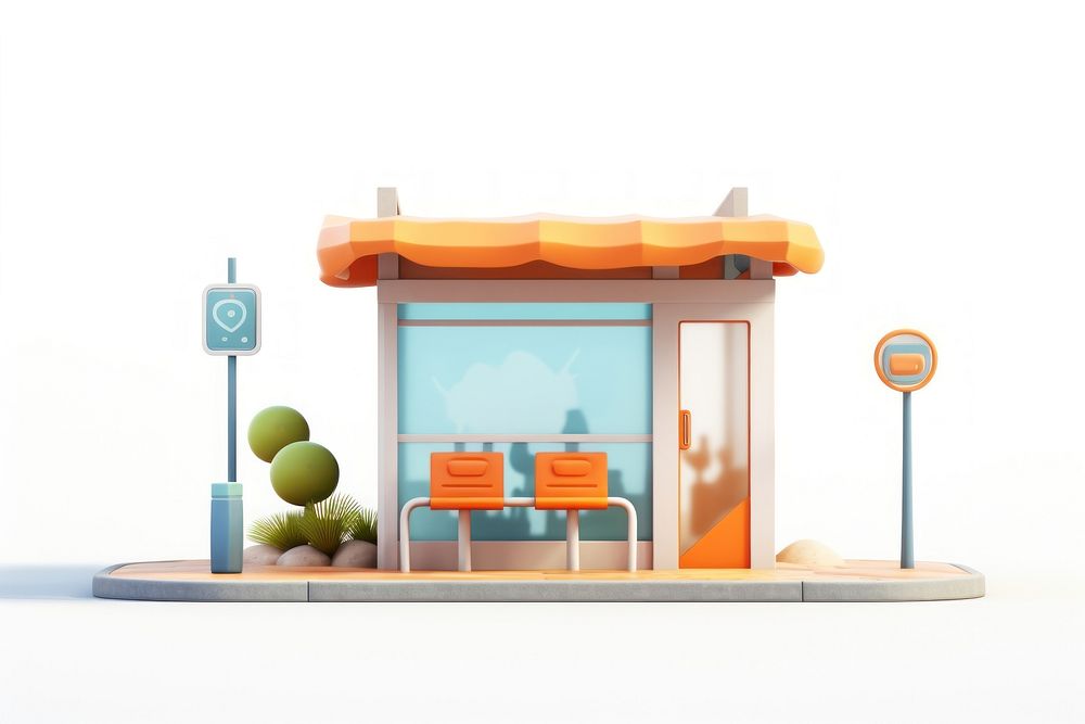 Architecture dollhouse furniture bus stop. AI generated Image by rawpixel.