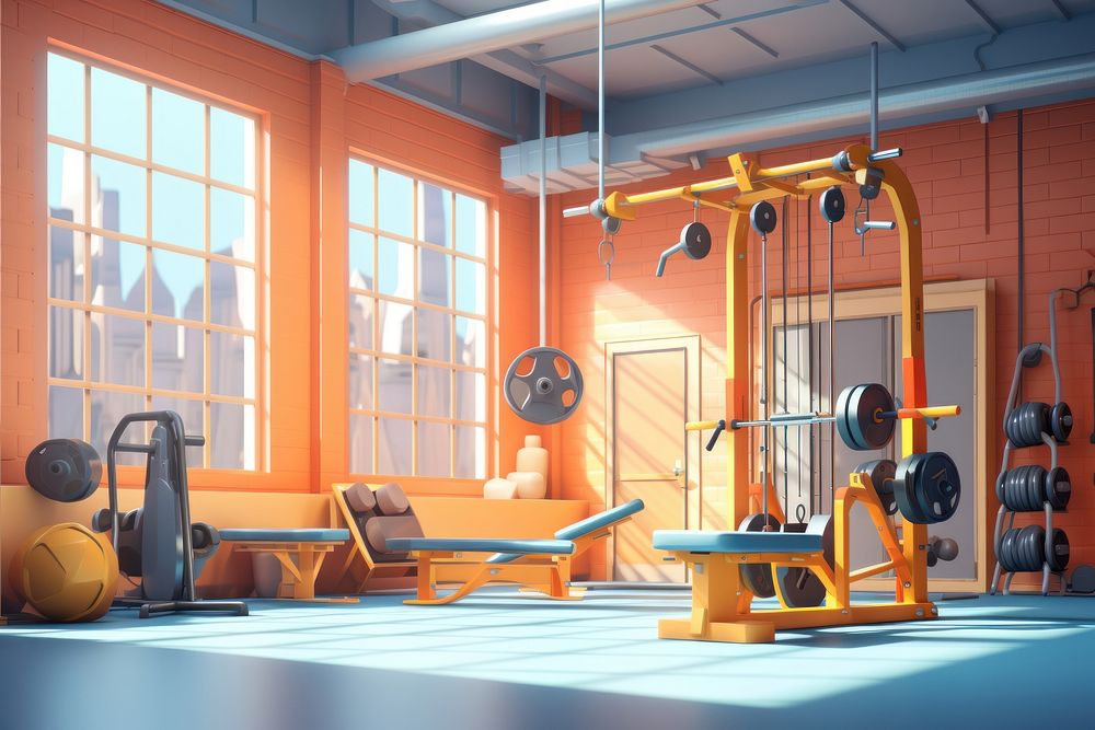 Gym sports bodybuilding architecture. AI generated Image by rawpixel.
