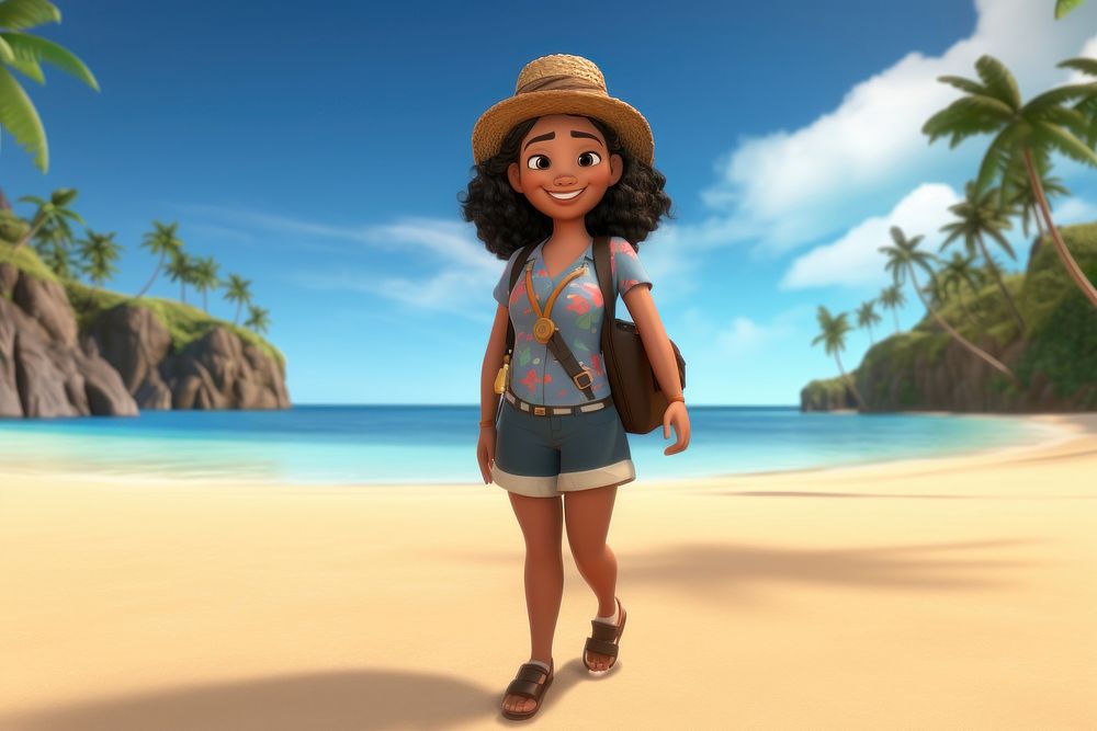 Cartoon vacation shorts female. AI generated Image by rawpixel.