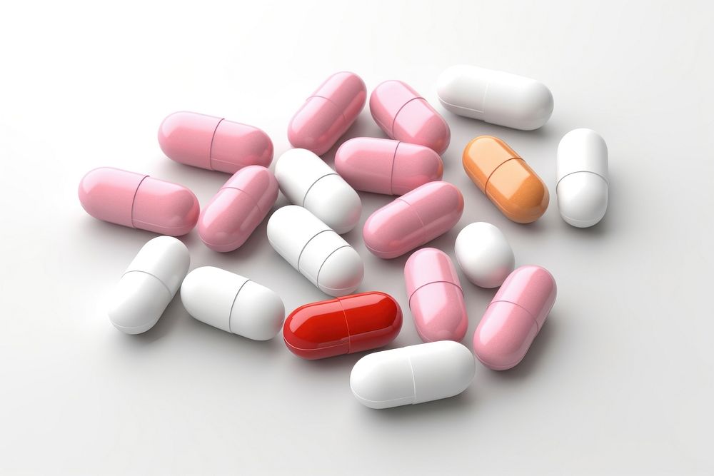 Capsule pill white background antioxidant. AI generated Image by rawpixel.
