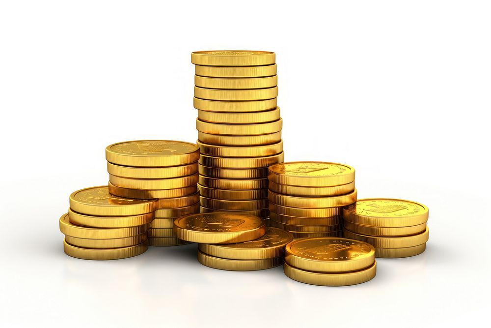 Gold coin money white background. AI generated Image by rawpixel.