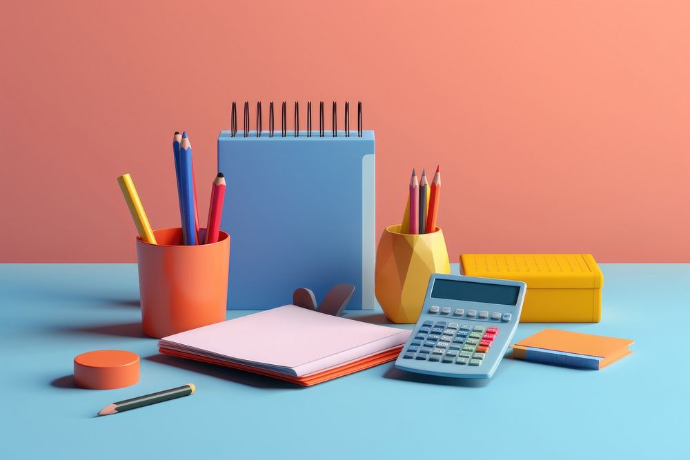 Pencil table office supplies electronics. AI generated Image by rawpixel.