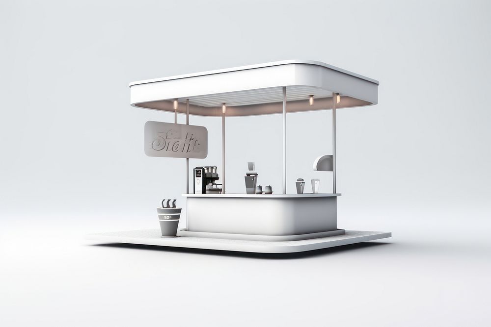 Table kiosk white background merry-go-round. AI generated Image by rawpixel.