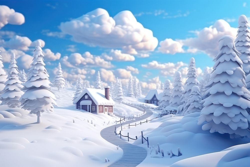 Winter nature architecture landscape. AI generated Image by rawpixel.