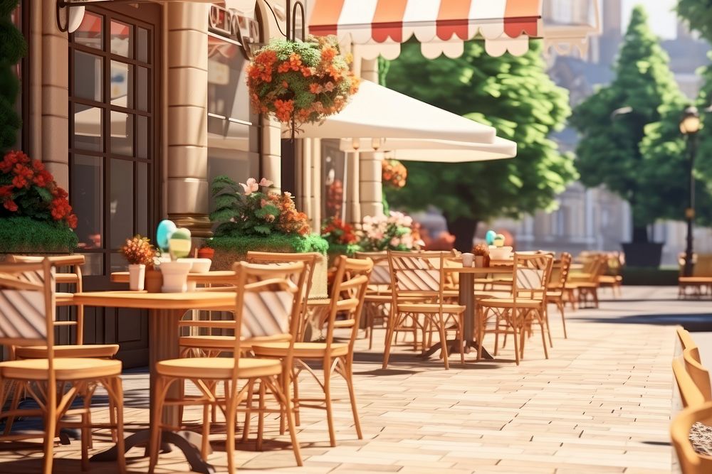 Cafe restaurant furniture outdoors. AI generated Image by rawpixel.