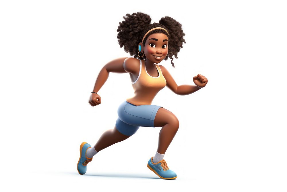 Cartoon female white background determination. AI generated Image by rawpixel.