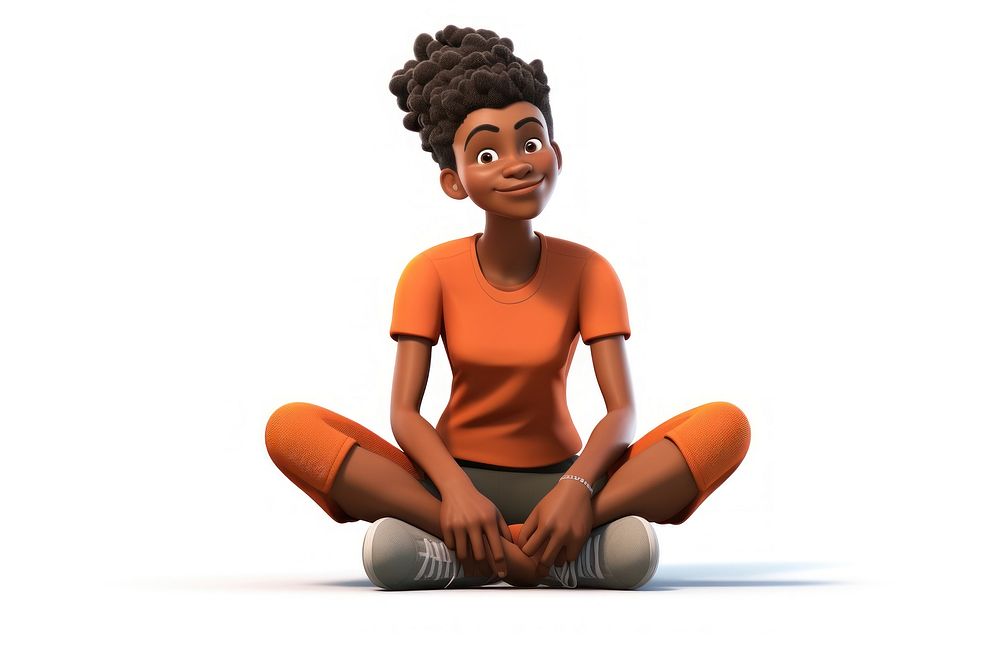 Sitting cartoon female adult. 