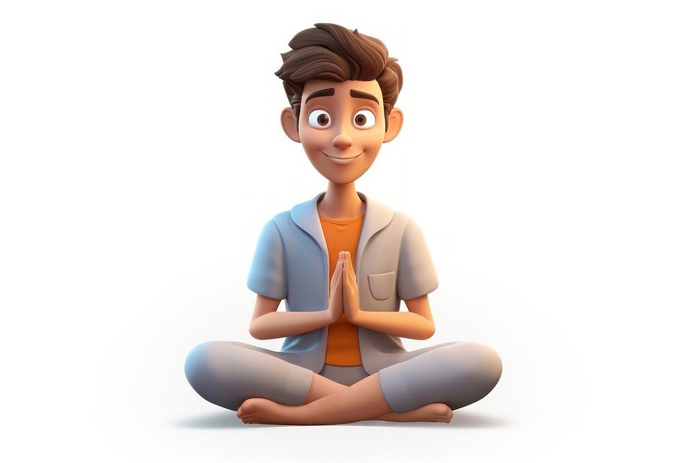 Sitting cartoon adult white background. AI generated Image by rawpixel.