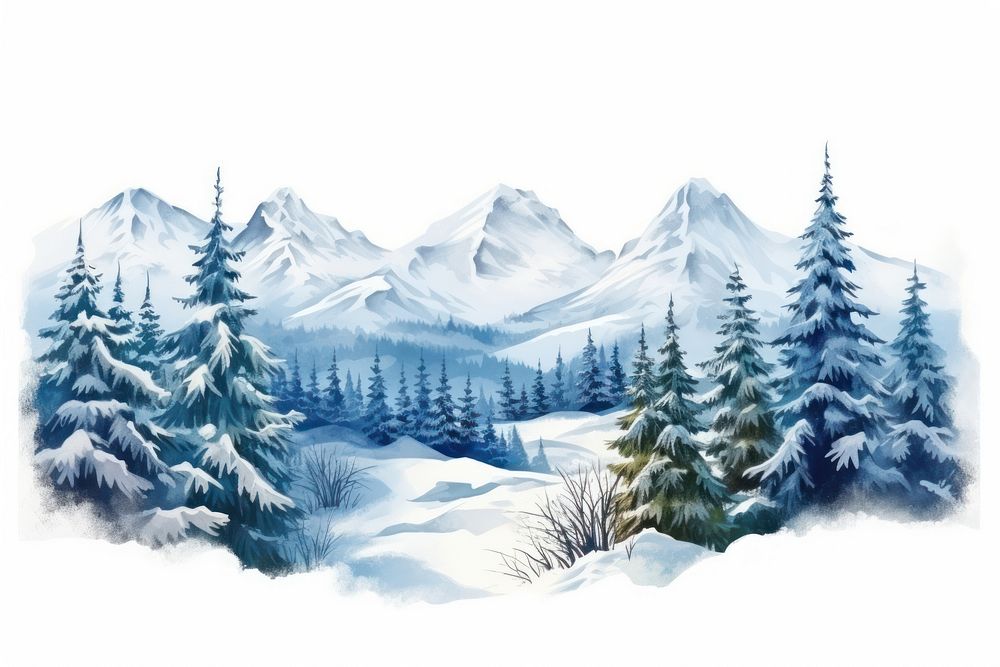 Landscape drawing winter nature. AI generated Image by rawpixel.