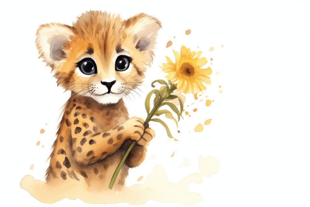 Cheetah flower animal mammal. AI generated Image by rawpixel.