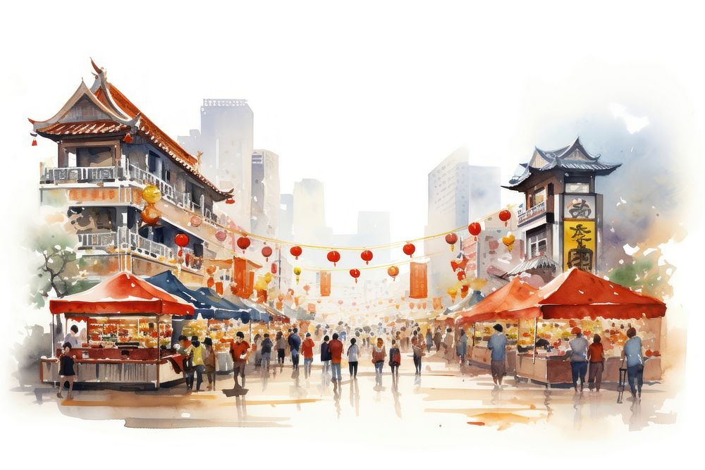 Street market city architecture. AI generated Image by rawpixel.