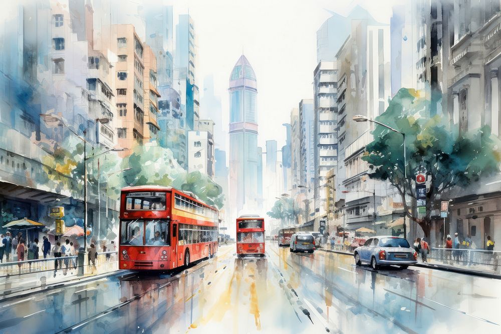 Building city road bus. AI generated Image by rawpixel.