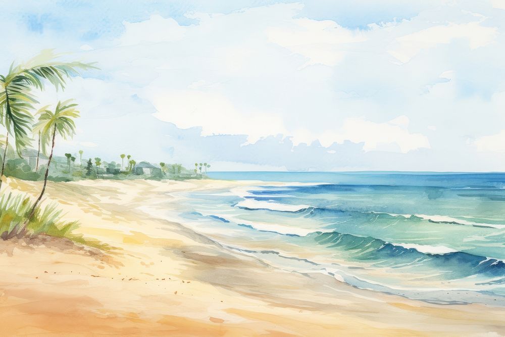 Painting summer beach landscape. AI generated Image by rawpixel.