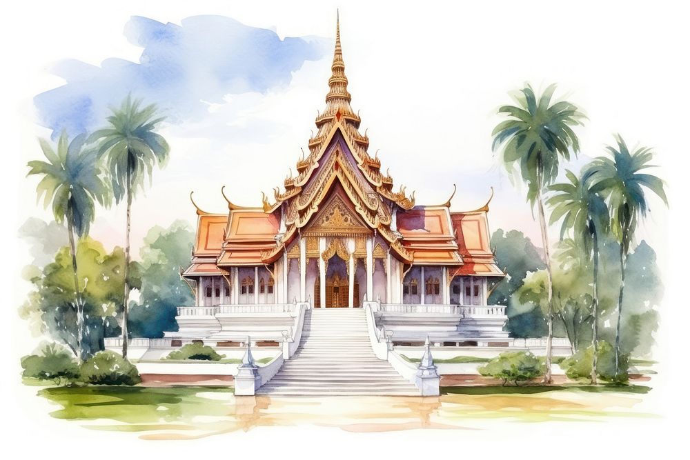 Temple architecture building pagoda. AI generated Image by rawpixel.