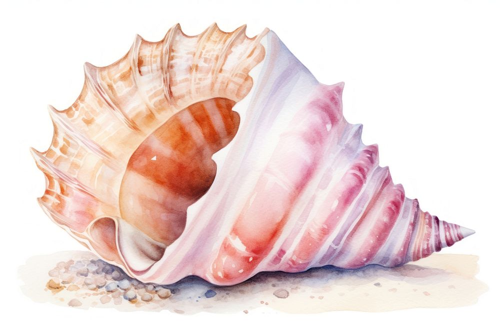 Conch seashell white background invertebrate. AI generated Image by rawpixel.