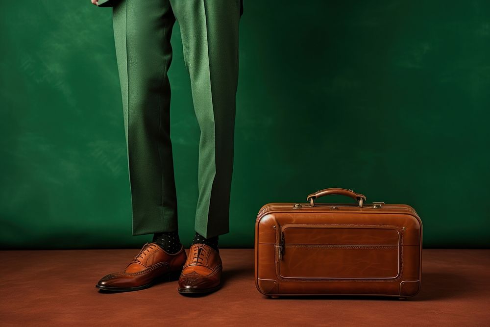 Briefcase suitcase luggage leather. AI generated Image by rawpixel.