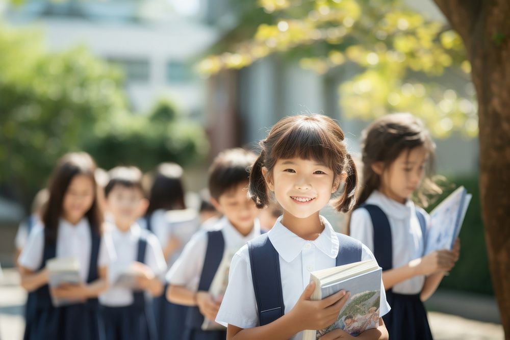 Student standing school child. 