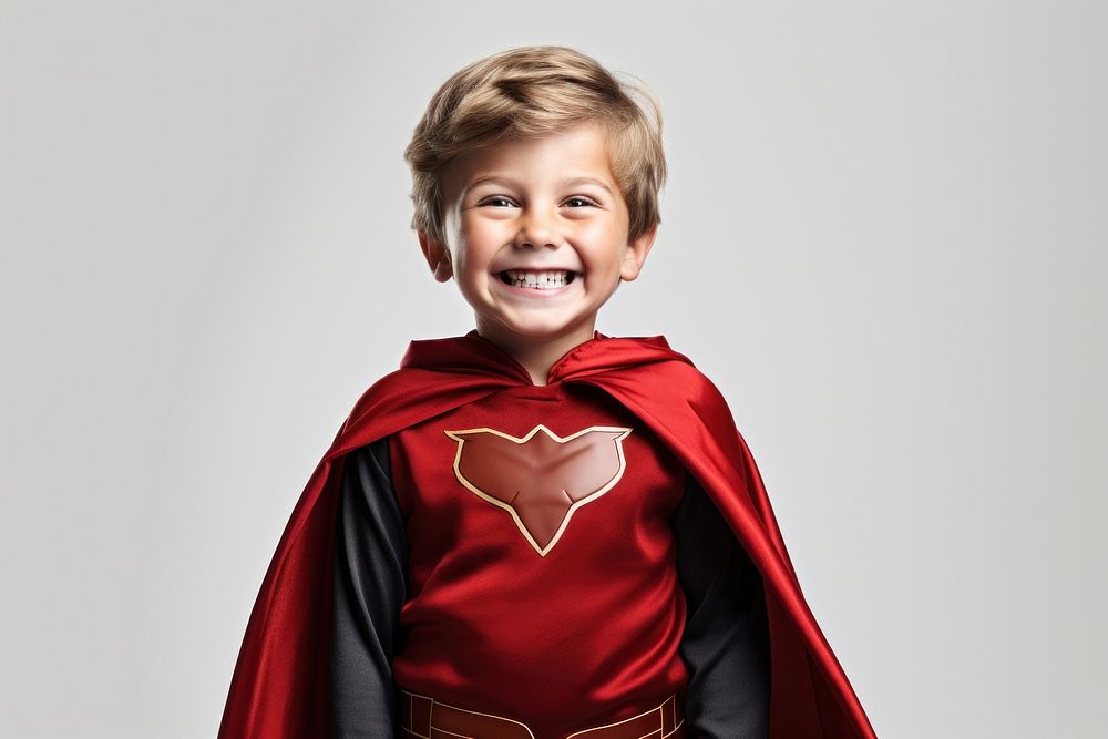 Superhero portrait smiling costume. 