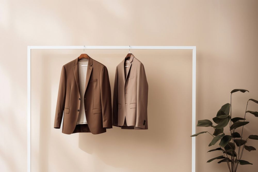 Jacket brown coat rack. AI generated Image by rawpixel.